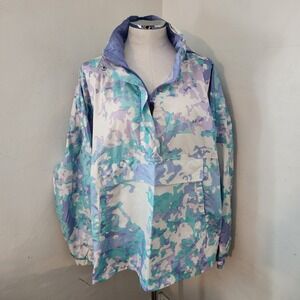 LJ by Lauren James Colorful Camo Packable Raincoat Jacket with Hood XXL